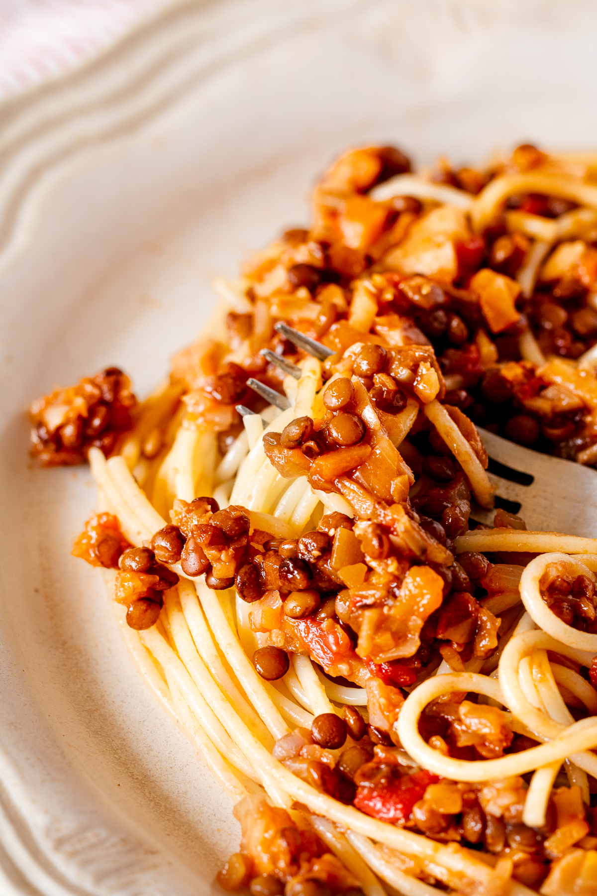 Vegan Bolognese on a plate