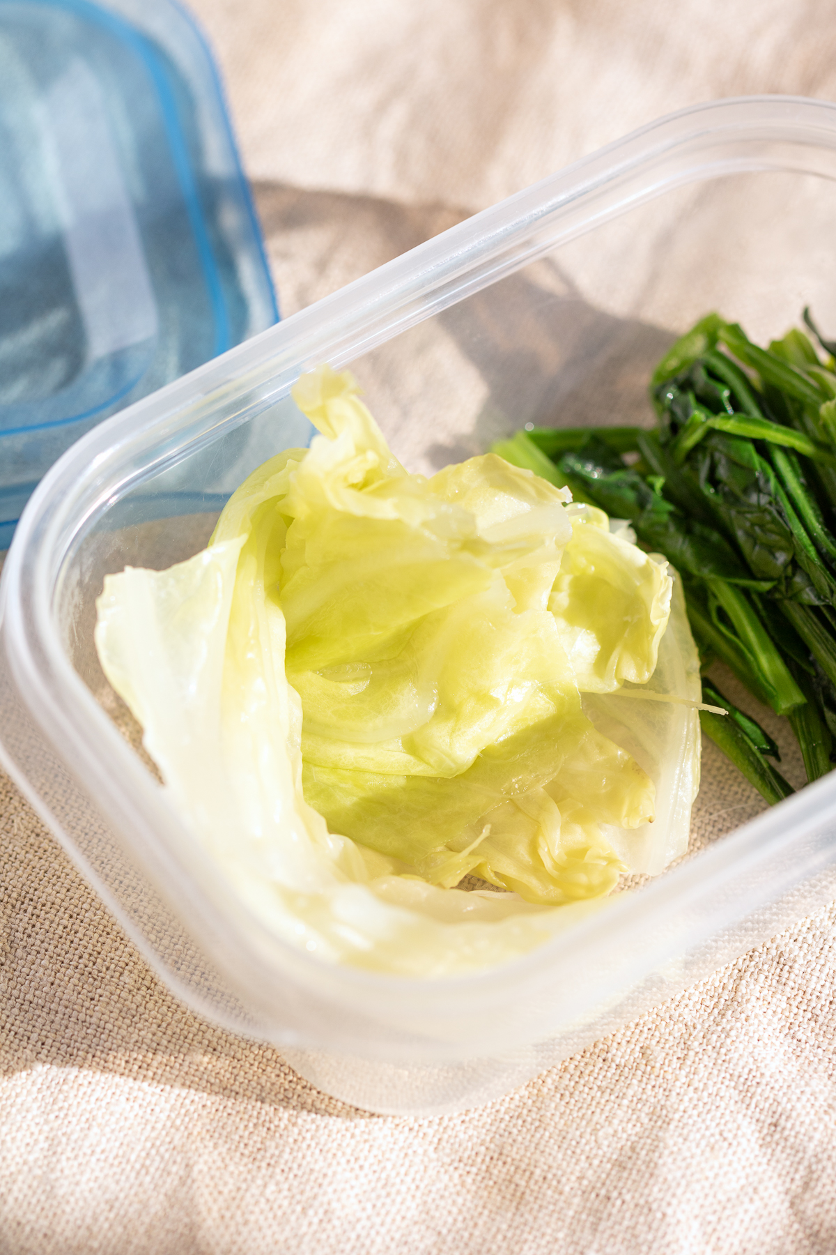 Boiled vegetables in Tupperware