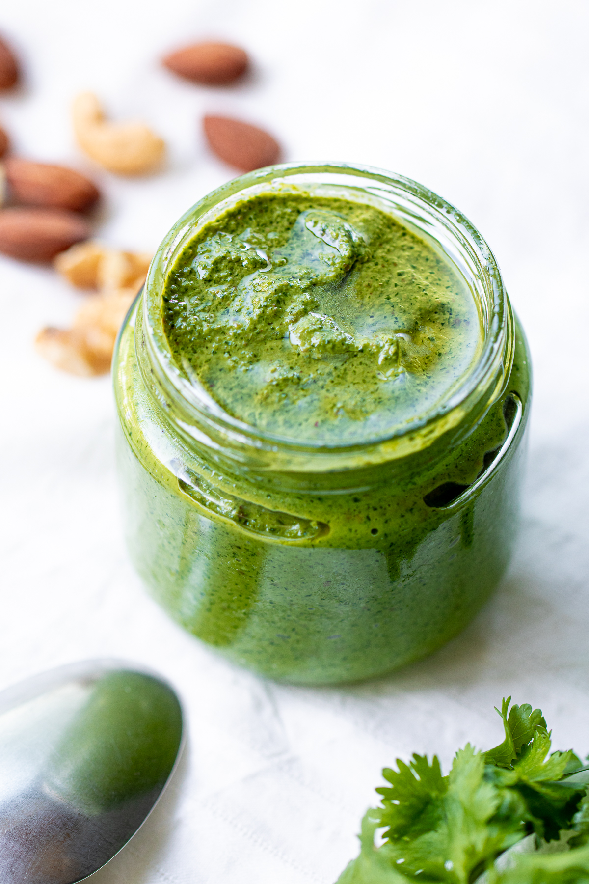 Cilantro Genovese sauce in a jar