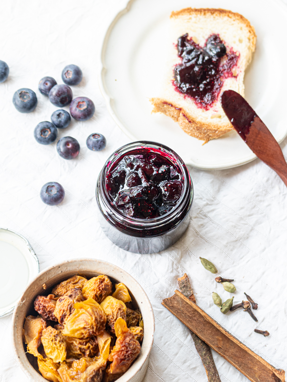 Cassis-style vegan blueberry plum jam