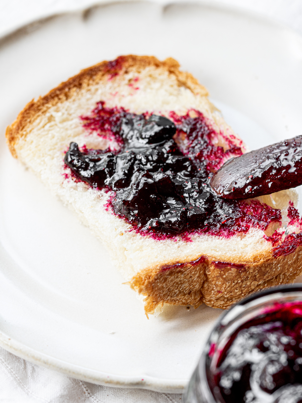 Cassis-style blueberry plum jam on toast