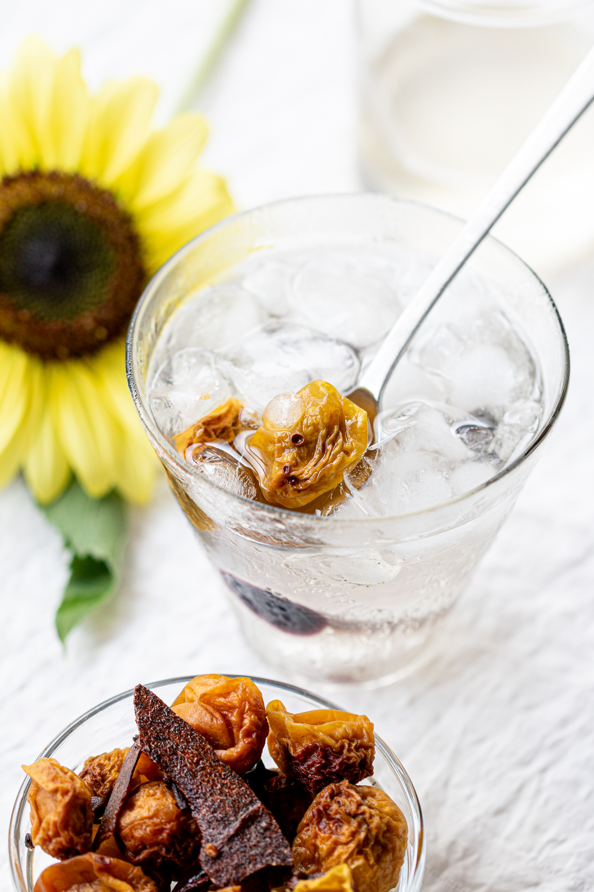 Iced plum juice made with chai-spiced ume syrup