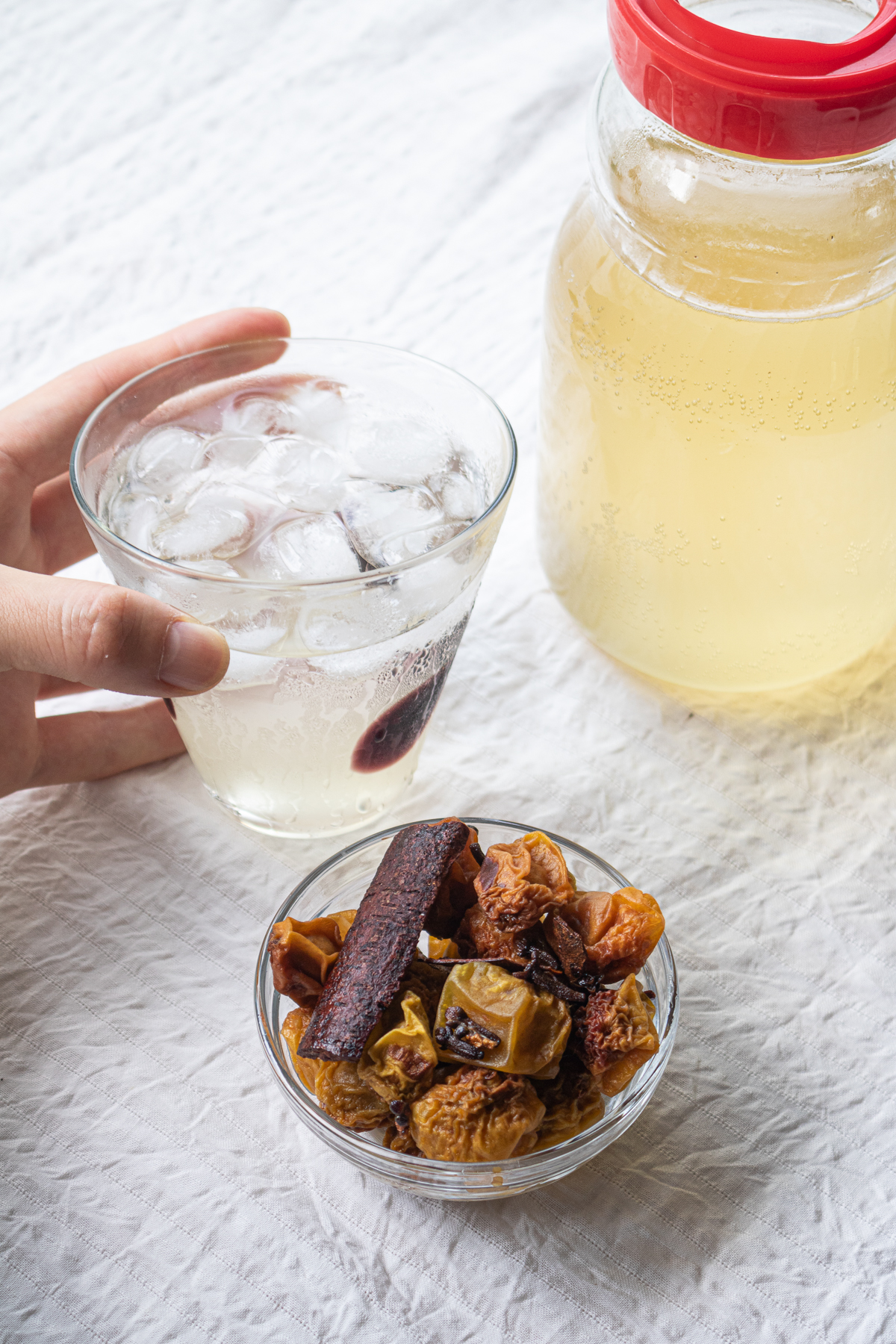 Freshly made plum juice using homemade ume syrup