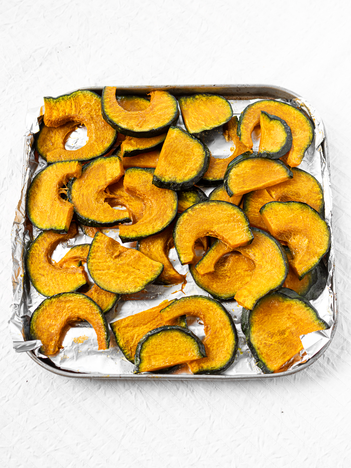 Toasted kabocha slices roasted in a toaster oven