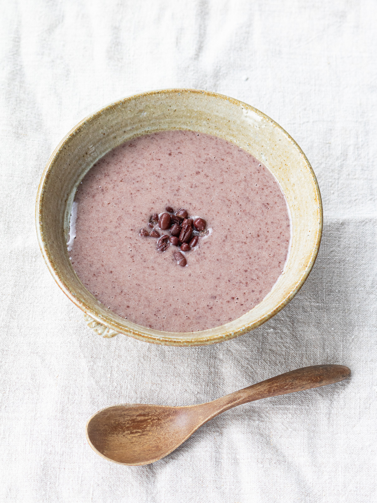 A bowl of patjuk, Korean sweet red bean porridge made with glutinous rice