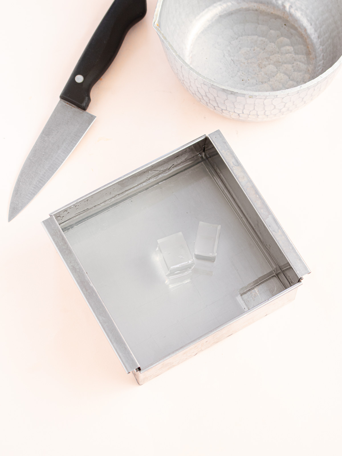 Firmly set agar jelly in a mold