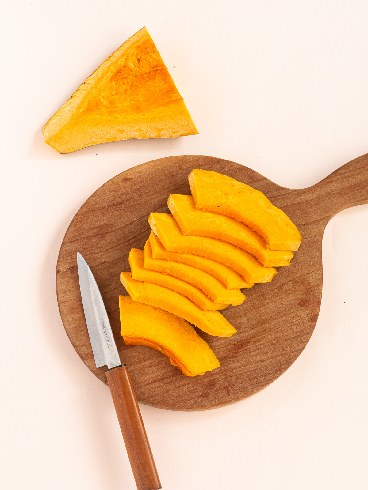 Kabocha squash sliced 5-8mm thick for baking