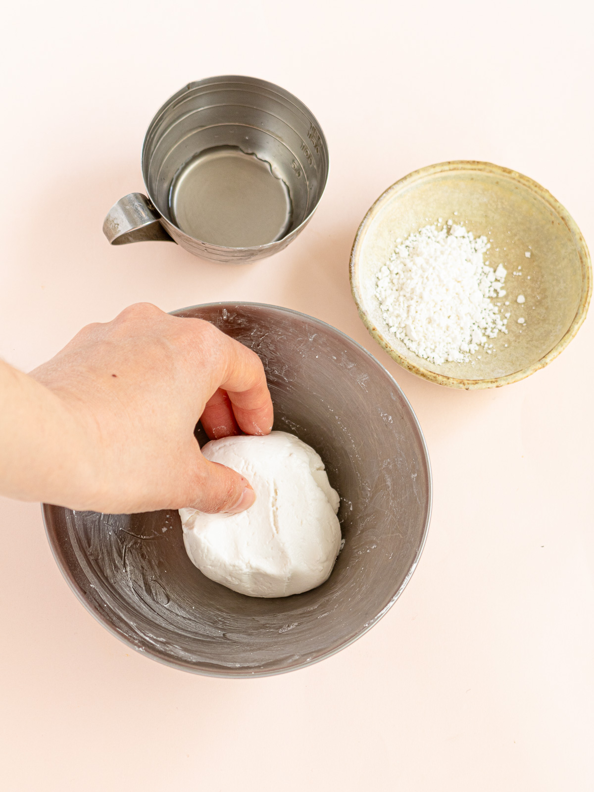 kneading shiratama dough until soft