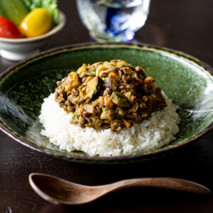 Japanese Vegan Lentil Dry Curry with Seasonal Vegetables