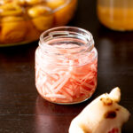 Naturally Pink Beni Shoga, Ginger Pickled in Ume Vinegar in a jar
