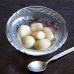 Chewy vegan banana shiratama dumplings served with refreshing ginger syrup — a light Japanese summer dessert.