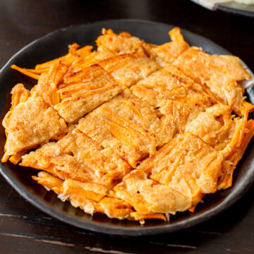 Easy butternut squash recipe made as a Korean vegetable pancake, served with a simple dipping sauce