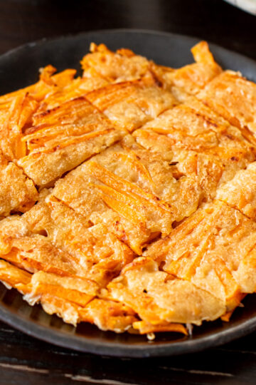 Easy butternut squash recipe made as a Korean vegetable pancake, served with a simple dipping sauce