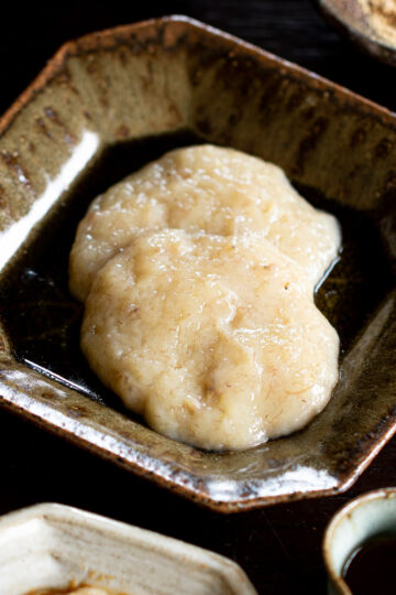 Freshly steamed Japanese banana mochi, soft and tender