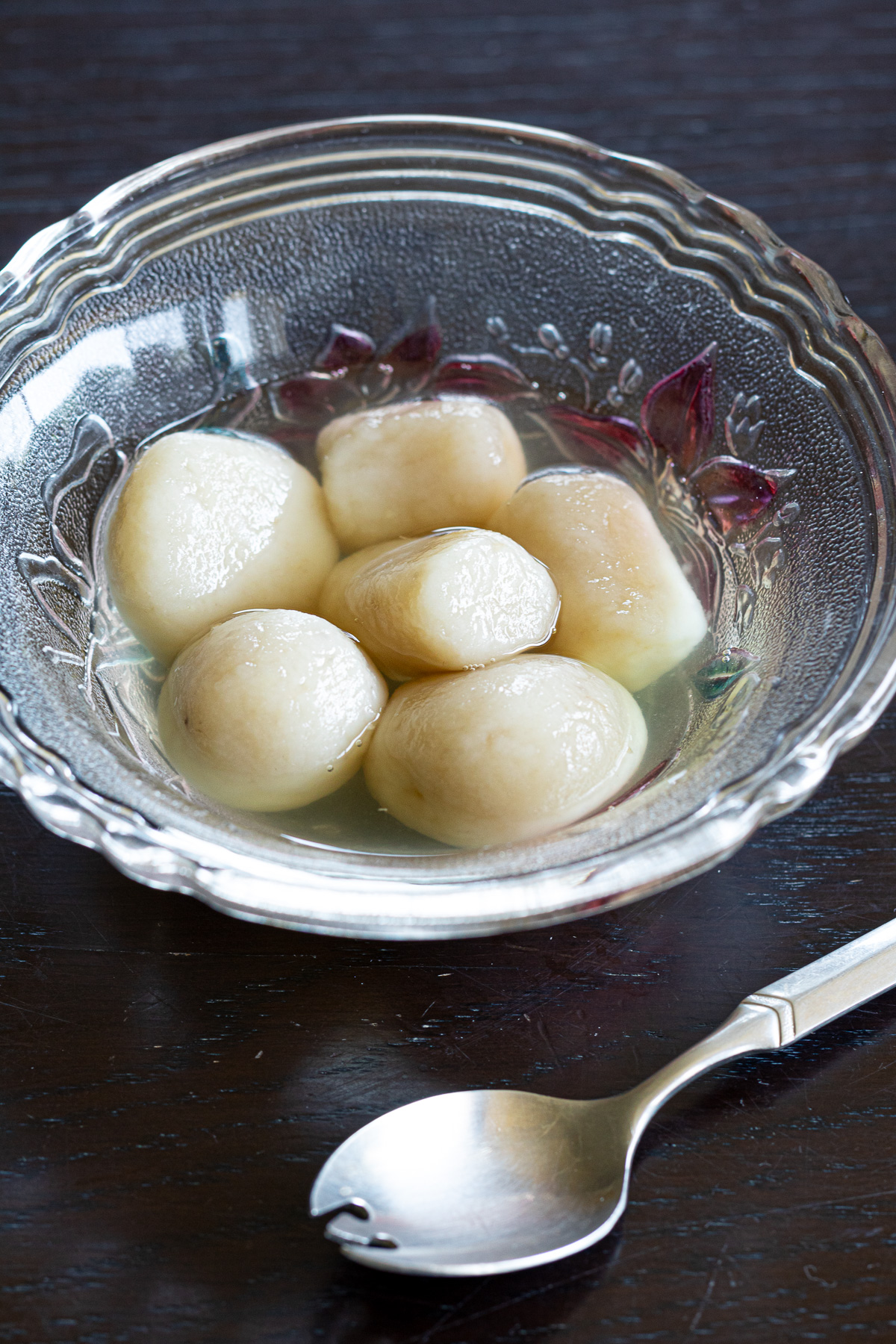 Chewy vegan banana shiratama dumplings served with refreshing ginger syrup — a light Japanese summer dessert.