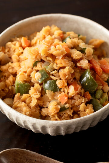 レンズ豆のナポリタン風炒め｜ケチャップ味の簡単ヴィーガンおかず