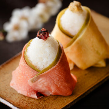 お雛様おにぎりを並べたヴィーガンひな祭りプレート