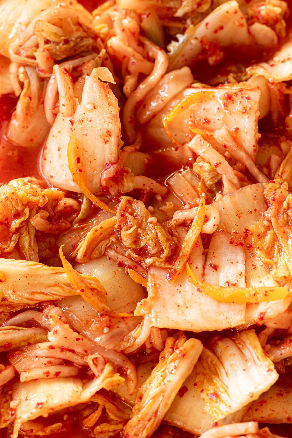 漬けたばかりのヴィーガンゆず白菜キムチ