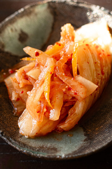 ニンニク不使用の、ヴィーガンゆず白菜キムチ。五葷不使用の精進キムチ