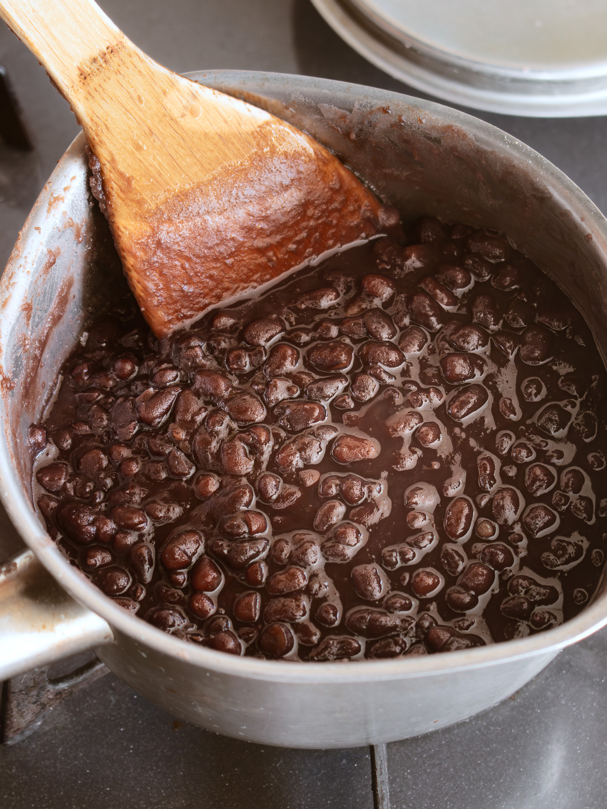 Chunky tsubu-an just before removing from heat