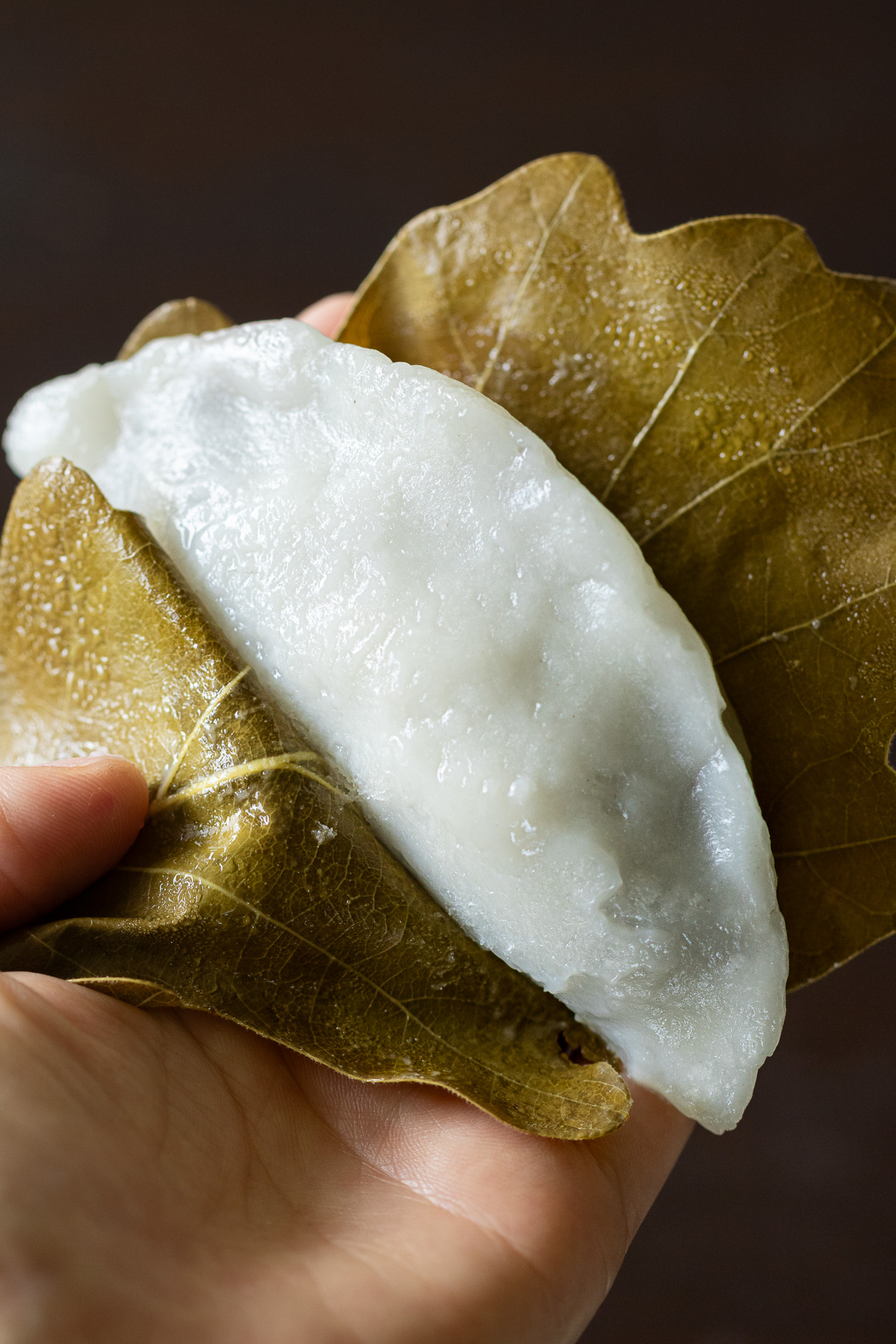 餅に透明感が出た蒸したての手作り柏餅。皮薄でつぶあんたっぷりの昔ながらの柏餅。