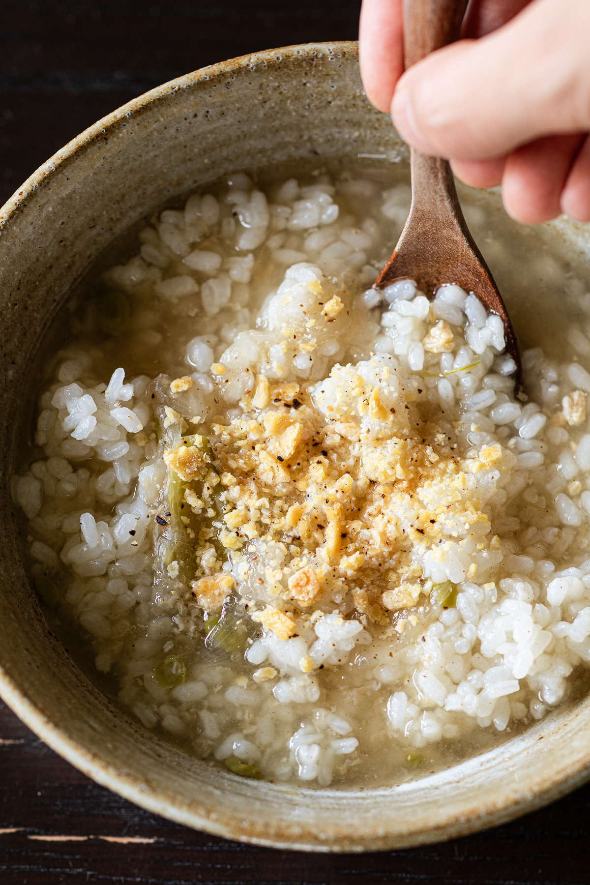 残ったポトフのアレンジ。カレーパウダーやご飯を加えてリゾット風に