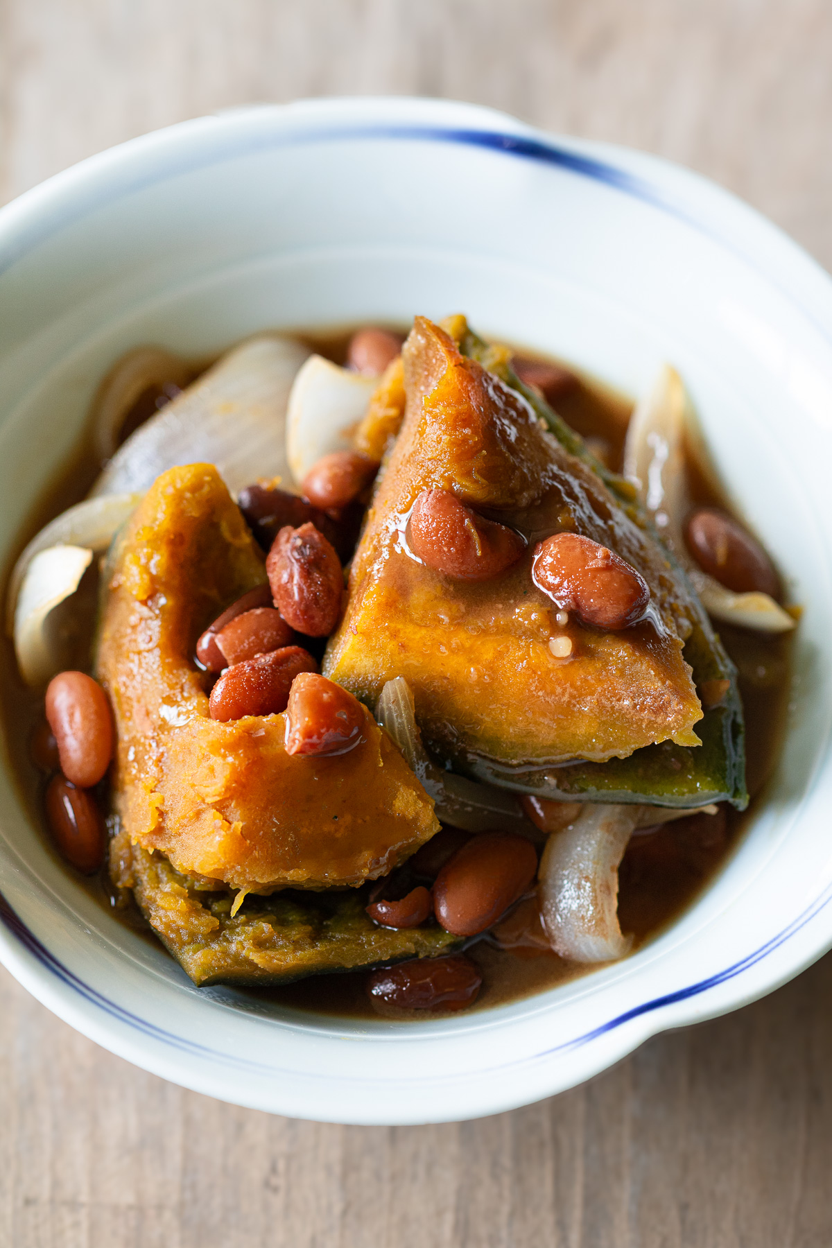 できたてのかぼちゃとうずら豆の甘辛煮
