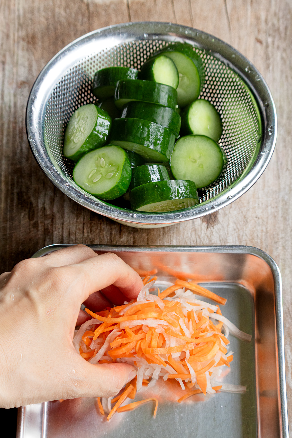 きゅうりキムチの下漬け野菜の水切り