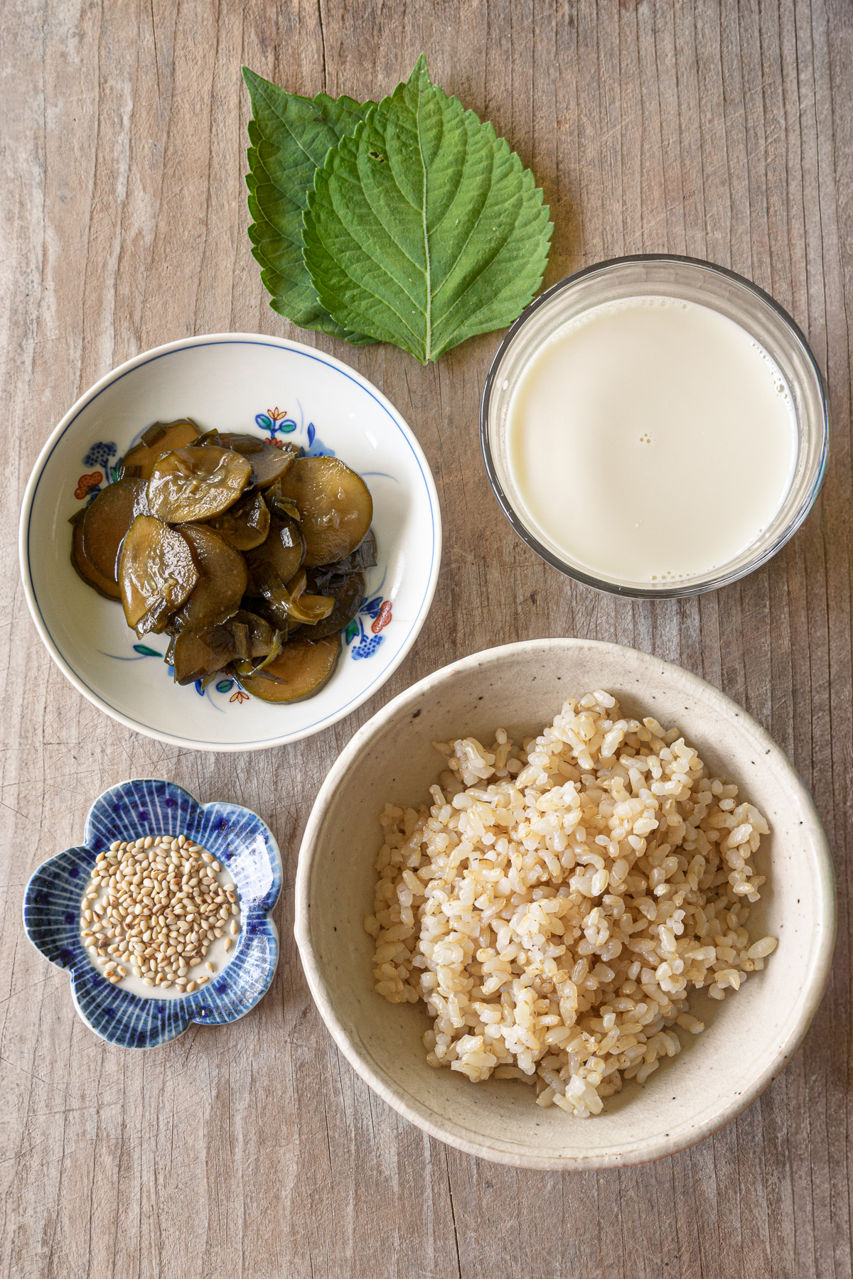 きゅうりの豆乳出汁茶漬けの材料